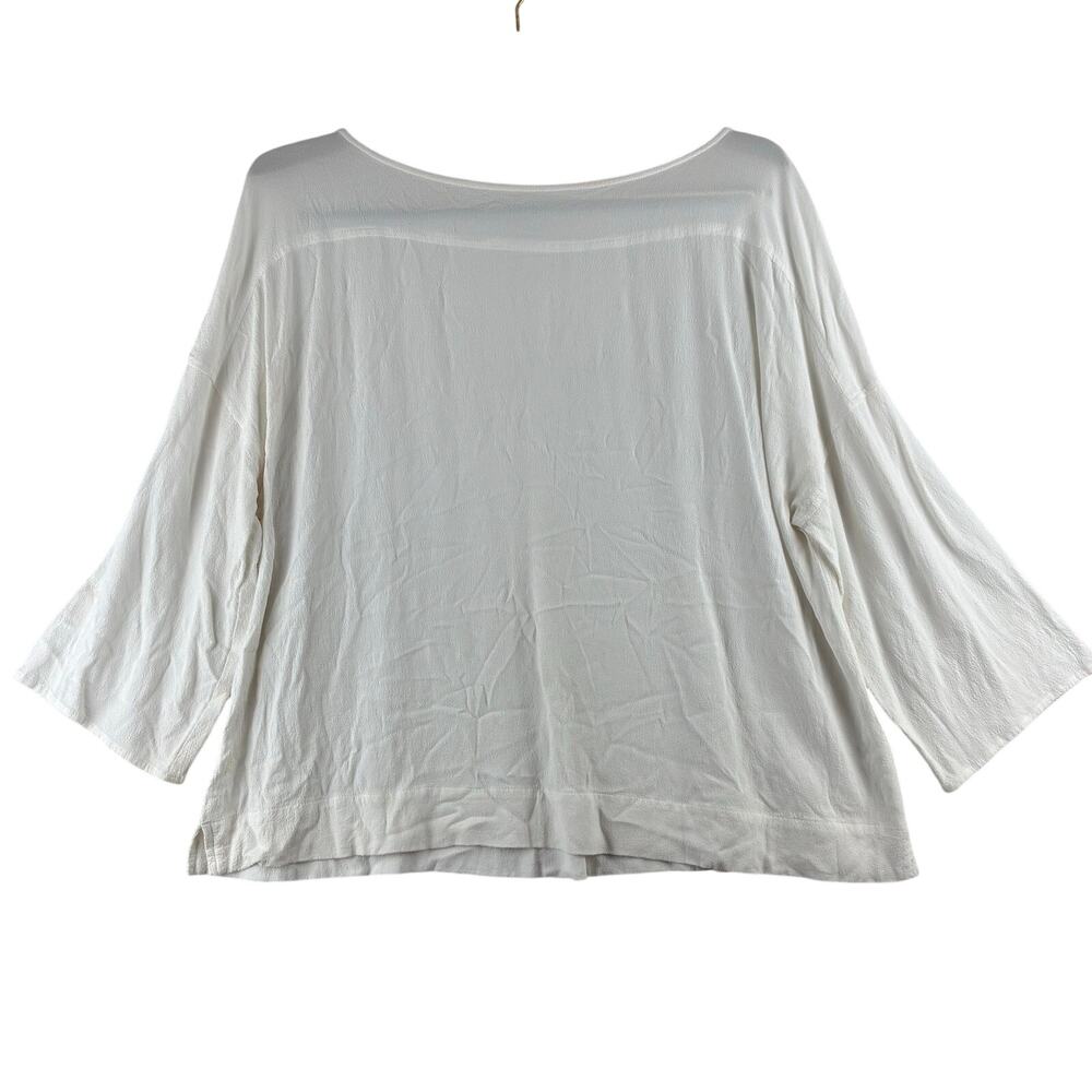 J Jill Long Sleeve Peasant Blouse Women's XL White Minimalist Lagenlook READ